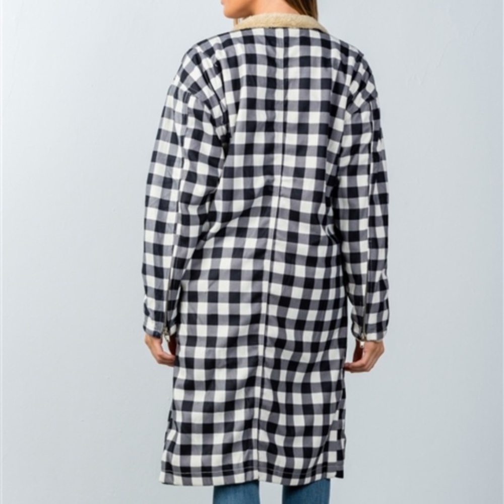 CHECKERED FUR LINED JACKET - Picture 2 of 3